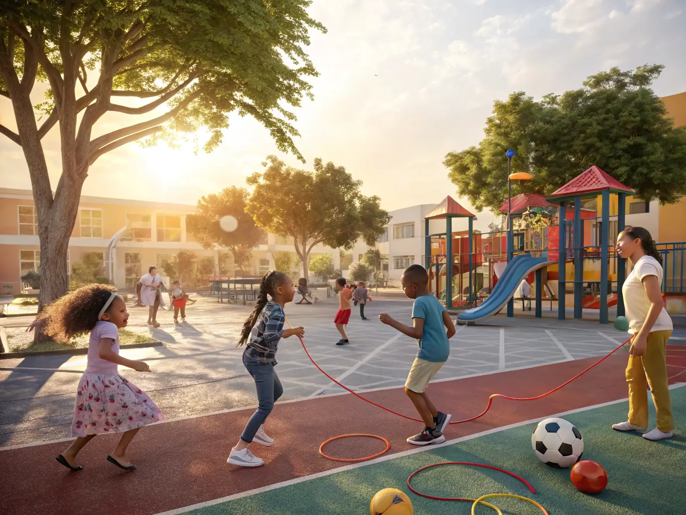 A diverse group of children are participating in various activities such as painting, reading, and playing outdoors, highlighting the comprehensive and enriching childcare services offered by CareSeekers.